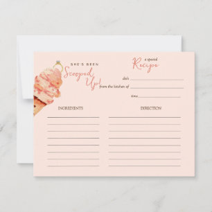 Carte de recette de glace rose pour baby shower