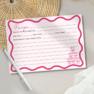 Carte de recette de la boîte rose rétro du cadre W