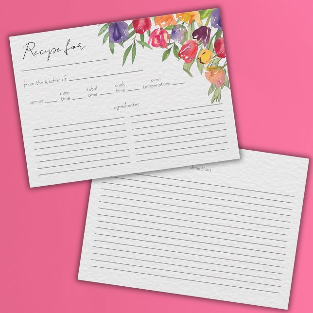 Carte de recette de la douche de mariée aux tulipe (Créateur téléchargé)