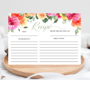 Carte de recette de la douche de mariée rose orang