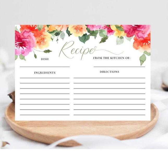 Carte de recette de la douche de mariée rose orang (Créateur téléchargé)