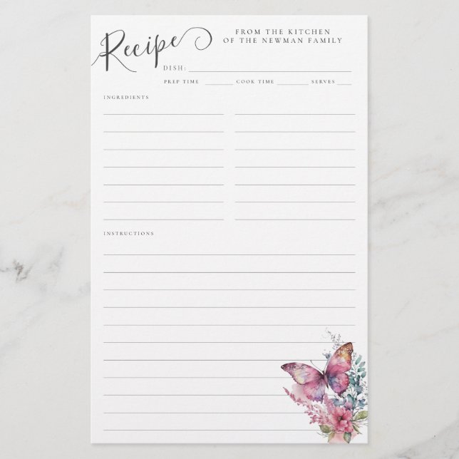 Carte de recette de la famille de Fleur sauvage pa (Devant)