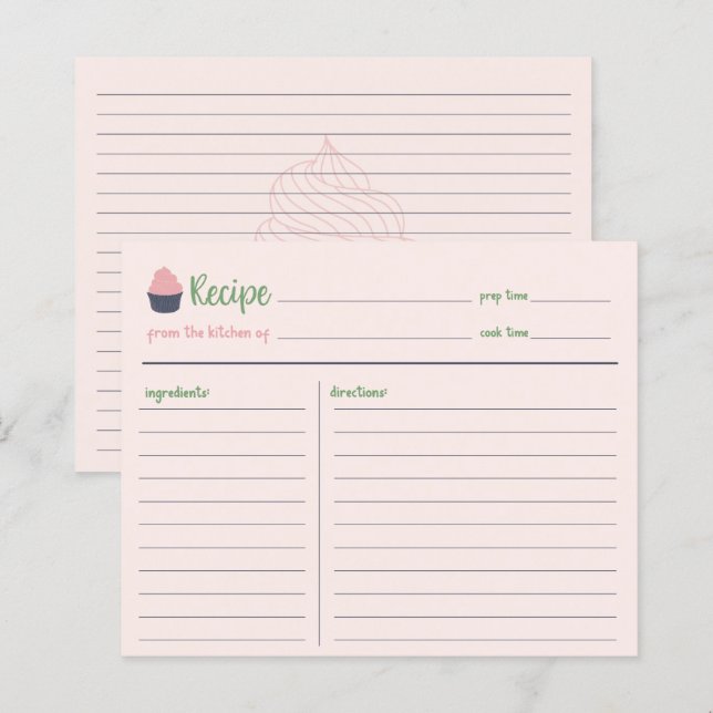 Carte de recette de la famille de gâteaux sucrés (Devant / Derrière)