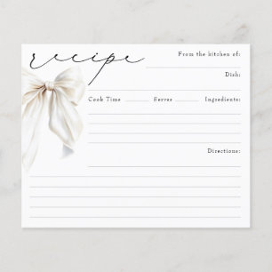 Carte de recette de la mariée de noeud blanc