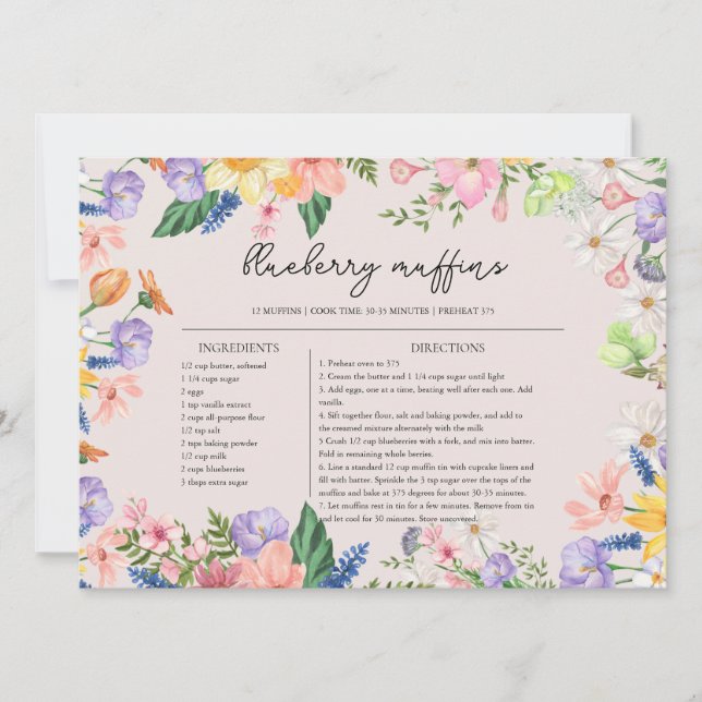 Carte de recette de mariage du printemps fleur sau (Devant)