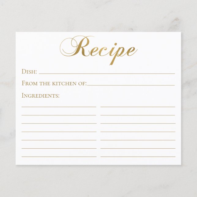 Carte de recette de mariage élégante en écriture d (Devant)