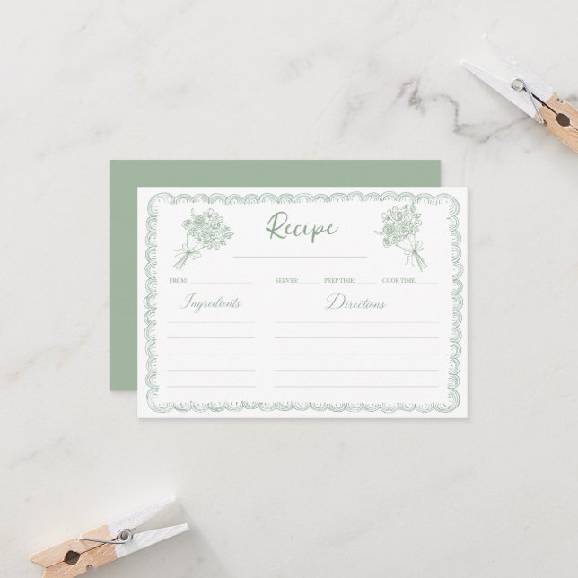 Carte de recette de mariage fantaisiste Fresh Mark (Devant/Arrière en situation)