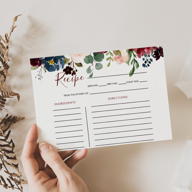 Carte de recette de mariage floral coloré élégant (Créateur téléchargé)