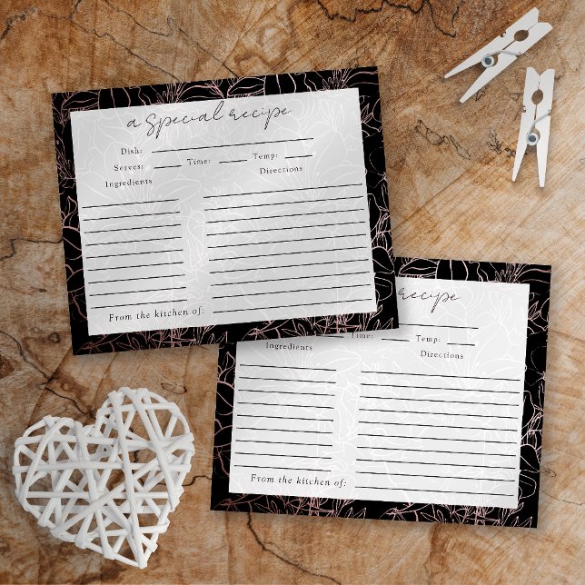 Carte de recette de mariage floral en feuille d'or (Créateur téléchargé)