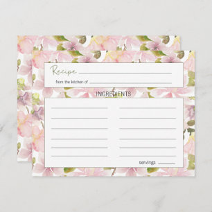 Carte de recette de Mariage floral rose Magnolia