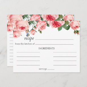 Carte de recette de Mariage floral rose vif