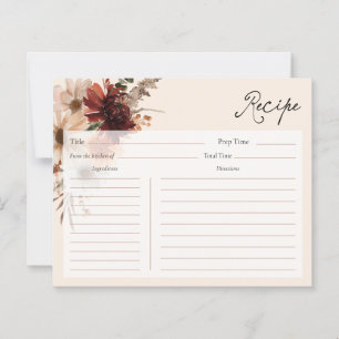 Carte de recette de mariage florale Bourgogne