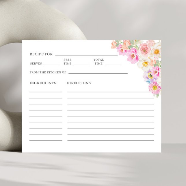 Carte de recette de mariage florale souvenir (Créateur téléchargé)
