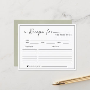 Carte de recette de mariage minimaliste manuscrite