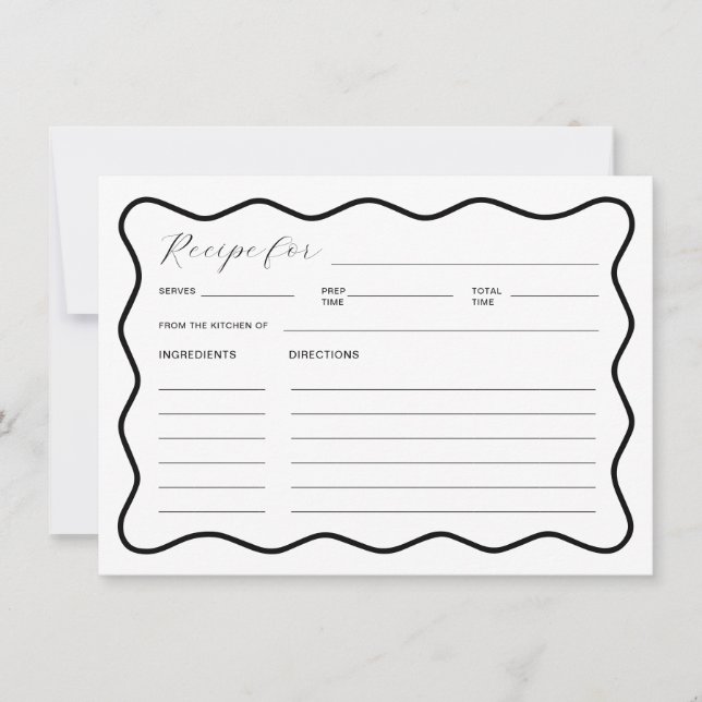 Carte de recette de mariage ondulée noir et blanc (Devant)