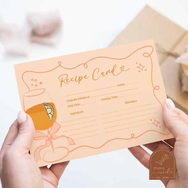 Carte de recette de mariage Orange First Spritz (Créateur téléchargé)