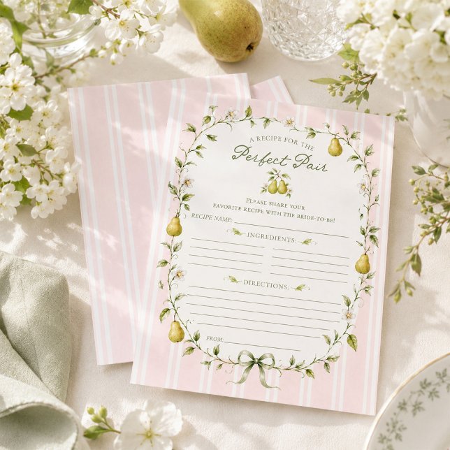 Carte de recette de mariage parfaite avec poire (Créateur téléchargé)