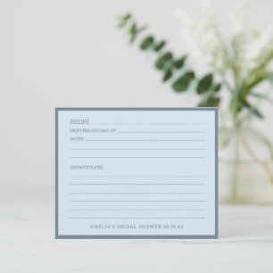 Carte de recette de mariage personnalisée bleu dou