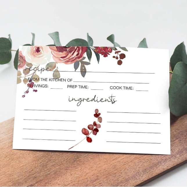 Carte de recette de Mariage Rose rouge flou (Créateur téléchargé)