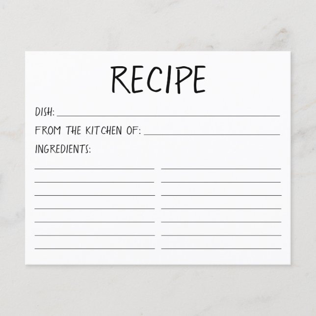 Carte de Recette de Mariage Simple Moderne (Devant)