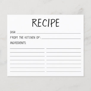 Carte de Recette de Mariage Simple Moderne