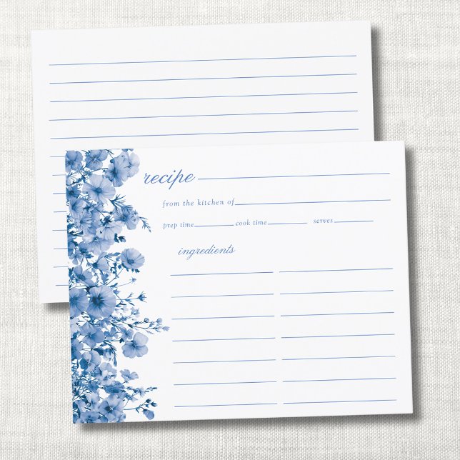 Carte de recette de mariage Something Blue Wildflo (Créateur téléchargé)