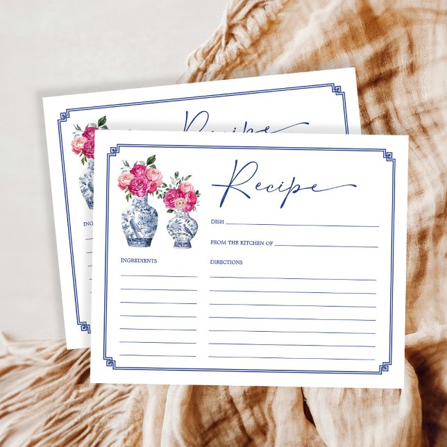 Carte de recette de mariée Floral Chinoiserie Porc (Créateur téléchargé)