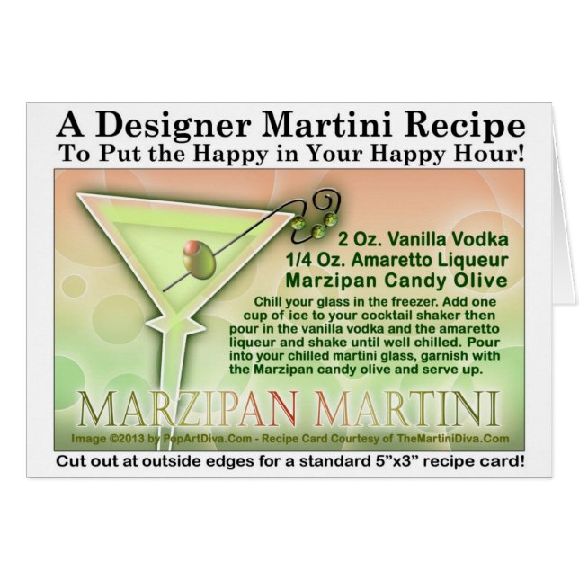 Carte de recette de Martini à la pâte d'amandes (Devant horizontal)