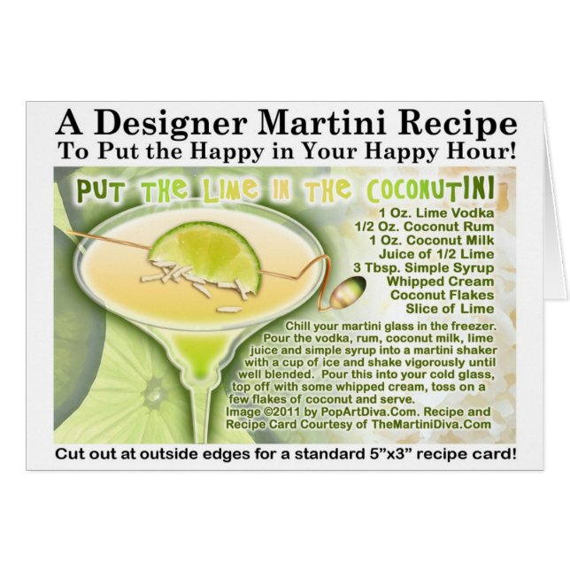 Carte de recette de Martini au citron vert et noix (Devant horizontal)