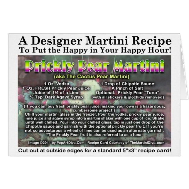 Carte de recette de Martini de poire de cactus de  (Devant horizontal)