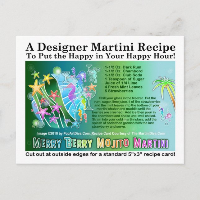 Carte de recette de Martini Mojito Tropical Merry  (Devant)