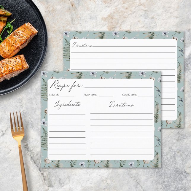 Carte de recette de Motif végétal Feuille fleuri (In situ)