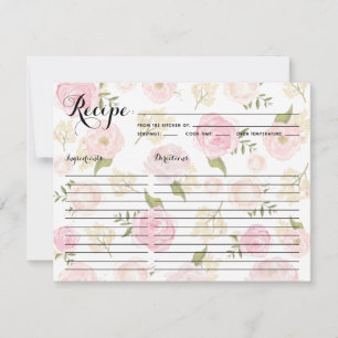 Carte de recette de motifs de pivoines aquarelles