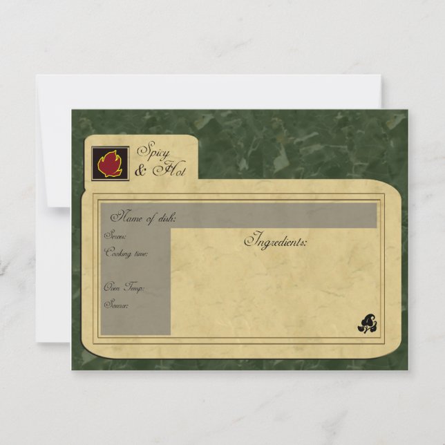 carte de recette de nourriture épicée (Devant)