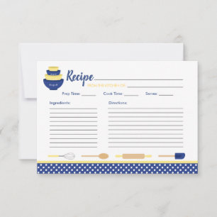 Carte de recette de nuptiale Marine & Yellow Retro