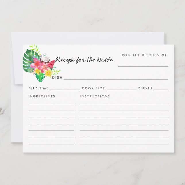 Carte de recette de paradis tropical floral pour l (Devant)