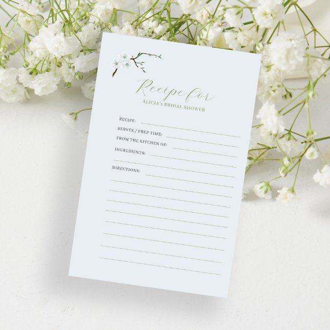 Carte de recette de shower de mariage en bleu pous (Créateur téléchargé)