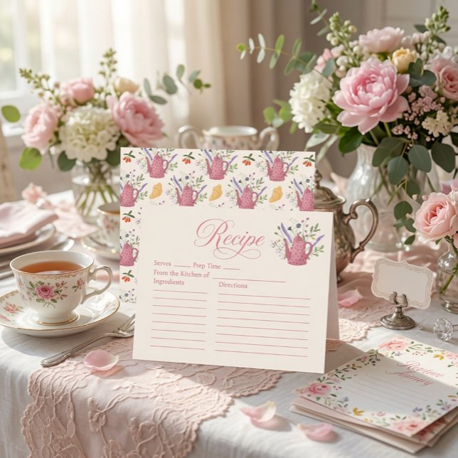 Carte de recette de théière rose capricieuse pour  (Créateur téléchargé)
