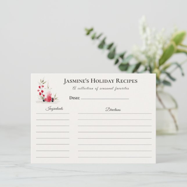 Carte de recette de vacances – Fleurs hivernales p (Debout devant)