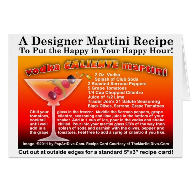 Carte de recette de Vodka Caliente Martini (Devant horizontal)
