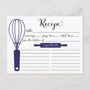 Carte de recette de Whisk bleu lettres main modern