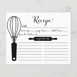 Carte de recette de Whisk noir moderne à la lettre