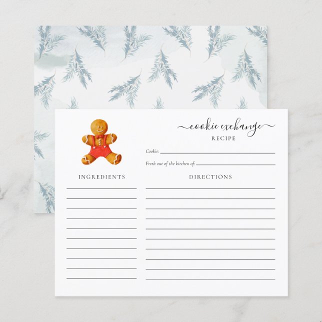 Carte de recette d'échange de cookies de Noël Budg (Devant / Derrière)