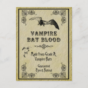 Carte de recette d'Halloween sang de chauve-souris