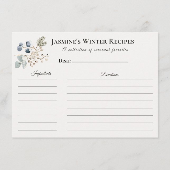 Carte de recette d'hiver – Papeterie de cuisine (Devant)