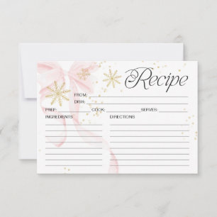 Carte de recette double face flocon de neige avec