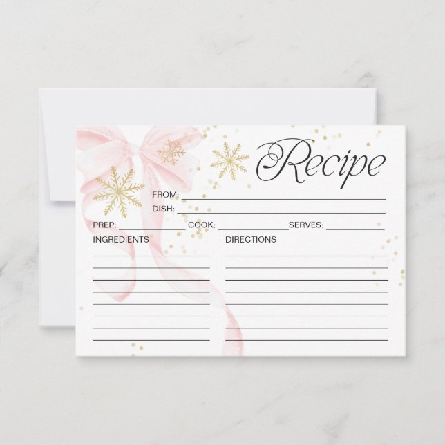 Carte de recette double face flocon de neige avec  (Devant)