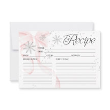 Carte de recette double face flocon de neige ruban