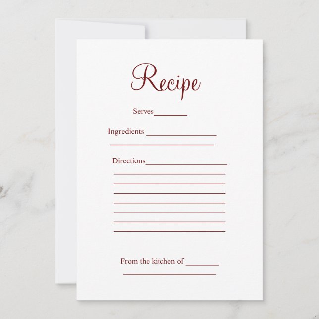 carte de recette douche de mariée mariage ajout dé (Devant)