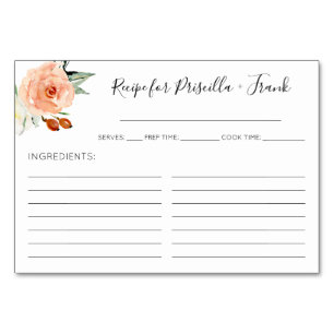 Carte de recette du Wedding shower de pivoine d'aq